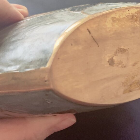 Vase designed of enamel over solid Brass. Fall leaves design both sides.Oblong - Picture 4 of 9